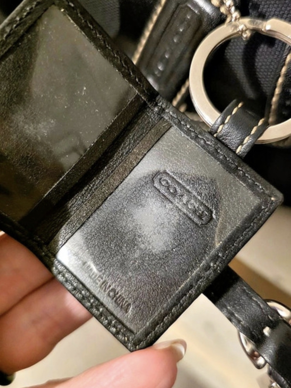 Coach Vintage Leather Mini Photo Book Keychain in Black - Picture 4 of 4